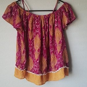 Fuchsia and orange patterned top